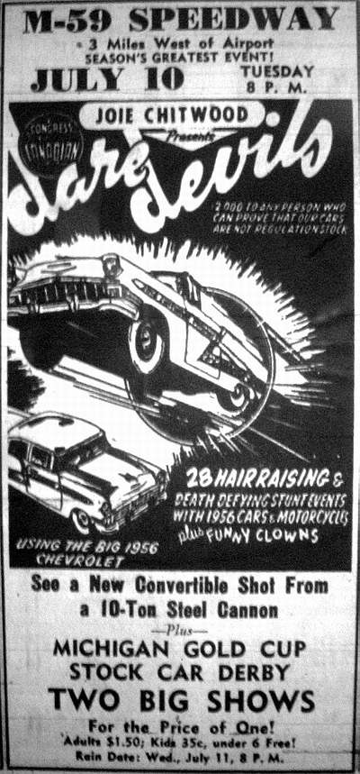 Pontiac Speedway (M-59 Speedway) - Joie Chitwood At M-59 (newer photo)